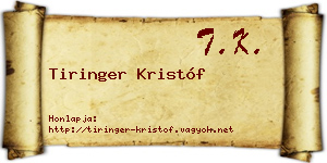 Tiringer Kristóf névjegykártya